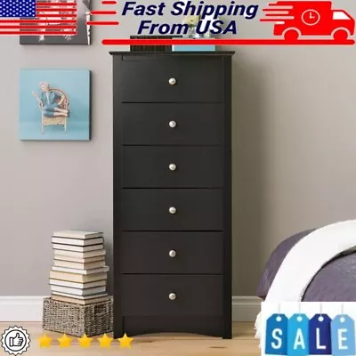 Tall Tower Dresser Chest W/ 6 Spacious Drawer Bedroom Furniture Solid Pine Wood • $187.94