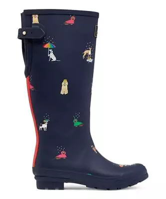 New NIB Joules Tall Welly Wellies Navy Rainbow Dog Colorful Rain Boots 7 8 9 11 • $59.99