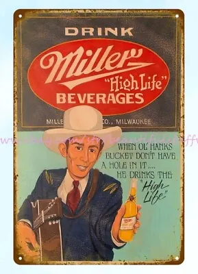 Bathroom Wall Decor Miller High Life Beverages Beer Metal Tin Sign • $18.83