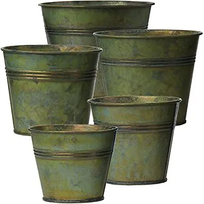 5 Size Galvanized Buckets Rustic Farmhouse Metal Bucket Galvanized Flower Buc... • $35.45