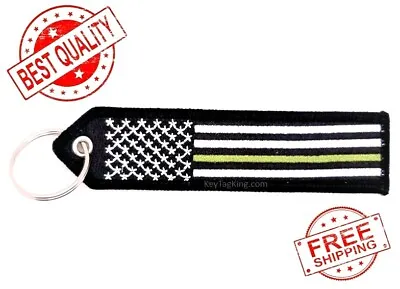 Military USA FLAG THIN GREEN LINE Double Sided Embroidery Keychain Ripcord  • $8.95