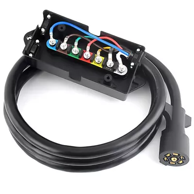 8ft Trailer Cord 7 Way Plug Inline Junction Box Wiring Harness Kit A7 • $26.77