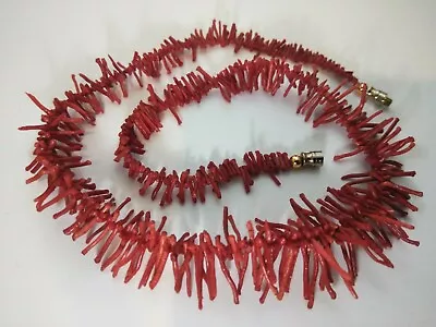 17  Vintage Thin Natural Mediterranean 3/4  Coral Necklace • $125