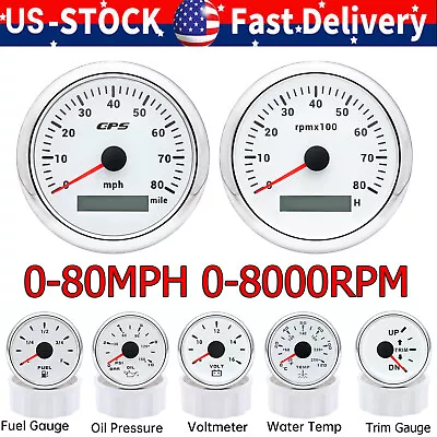 7 Gauge Set 85mm GPS Speedometer 0-80MPH Waterproof For Marine Boat Car Truck US • $162.79