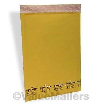 100 #2 Kraft 8.5x12 Ecolite Bubble Mailers Padded Envelopes 100 9x12 Clear Bags • $33.95