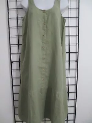  New  Nicole Miller New York 🌸 Size Small==sage Green Linen Shift Midi Dress • $24.50