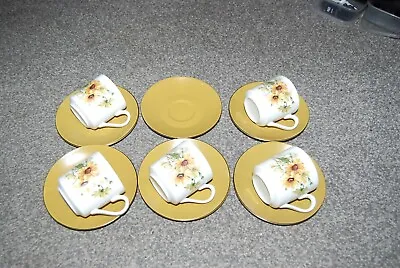 Vintage Retro J & G Meakin Cups And Saucers Sunflower X 5 • £4.95