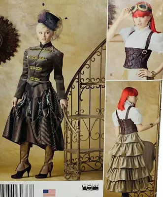 Simplicity S0787 Steampunk Costume Pattern Buckles Jacket Corset 14 16 18 20 22 • $19.99