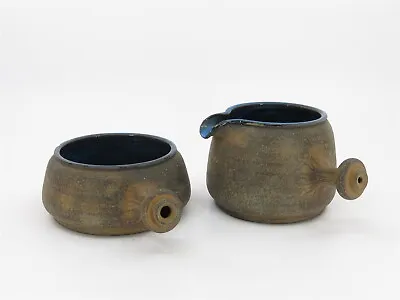 Pair Of Vintage Modernist Stoneware Pottery Vessels Signed Nils Kahler Denmark  • $175.10