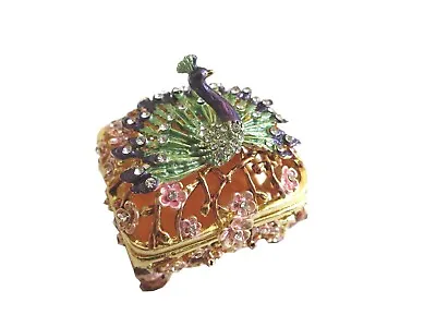 $17.99 • Buy Bejeweled   Peacock Box    Hinged Metal Enamel Trinket Box