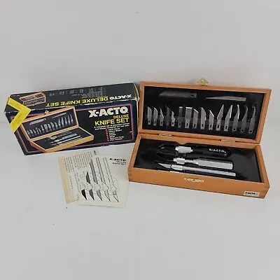 $29.99 • Buy Vintage X-ACTO Deluxe Knife Set Genuine Wood Chest 21 Piece Set New