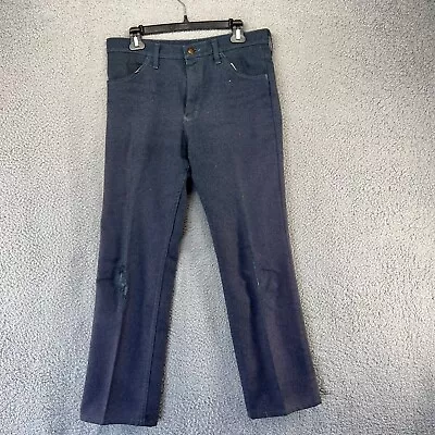 Vintage Wrangler Pants Adult 32 Blue Casual Western Rockabilly 70s 32x29 Mens • $12.19