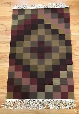 $13.18 • Buy NEW Capel Rugs 100% Wool Flat Weave Geometric Area Rug, 2' X 3' Deep Rich Colors