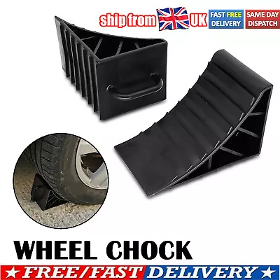 2x Wheel Chocks Bolcks Stoppers With Handle Car Caravan Motorhome Trailer  • £7.51