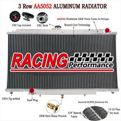 3 Row Aluminum Radiator For Nissan Patrol Y61 GU 4.2/2.8/3.0 TD TURBO DIESEL MT • $279