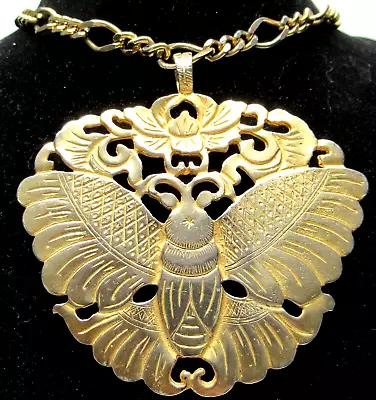 KJL KENNETH J LANE Huge Golden Moth Butterfly Vintage Necklace • $39.99