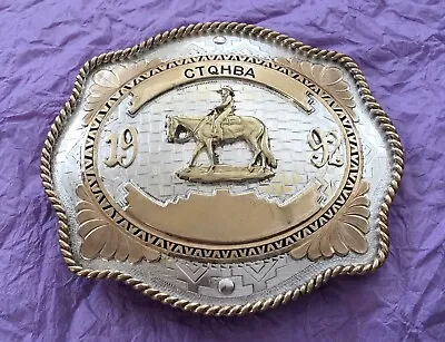 1992 CTQHBA Quarter Horse Montana SS Sterling Plate Numbered Trophy Belt Buckle • $59.95