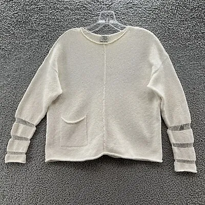 Margaret O'Leary Sweater Womens Small White Hand Knit Cotton Lagenlook Pullover • $16.14