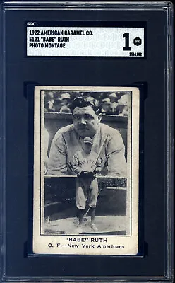 1922 E121 American Caramel Babe Ruth (HOF Holding Bat) SGC 1 Baseball Card • $12500