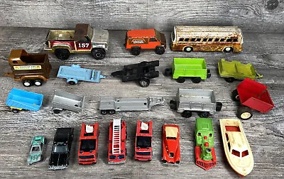 Vintage Lot Of 21 Hot Wheels Matchbox Lesney Tonka Toy Cars Trailers • $22.50