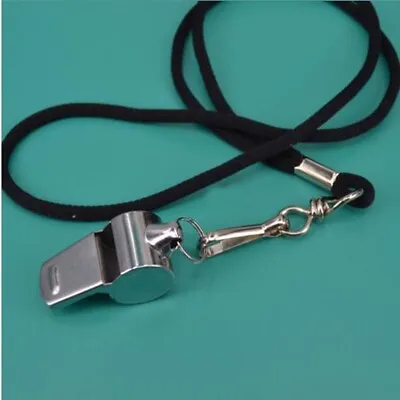 Metal Referee Whistle With Black Lanyard For Training Emergency Survival Coaches • $5.07
