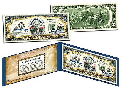 MAINE Statehood $2 Two-Dollar Colorized US Bill ME State *Genuine Legal Tender* • $12.95