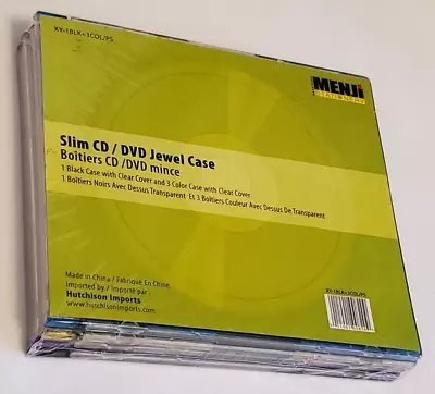 Slim CD/DVD Jewel Case 4-Pack 1 Black 3 Color Purple/yellow/blue • $2.18