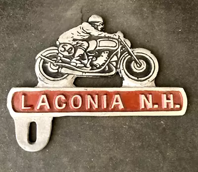 Vintage LACONIA N.H. MOTORCYCLE LICENSE PLATE TOPPER Rare Old Advertising Sign • $16.50