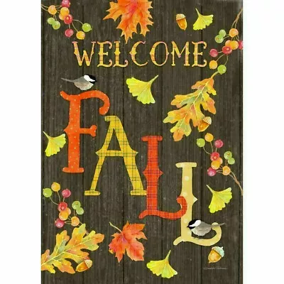 Welcome Fall Leaves Chickadee Bird Thanksgiving Mini Window Garden Yard Flag New • $8.97