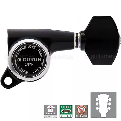 NEW Gotoh SG381-07 MGT L3+R3 Set Magnum Locking TRAD Tuners Keys 3x3 BK - BLACK • $69.95