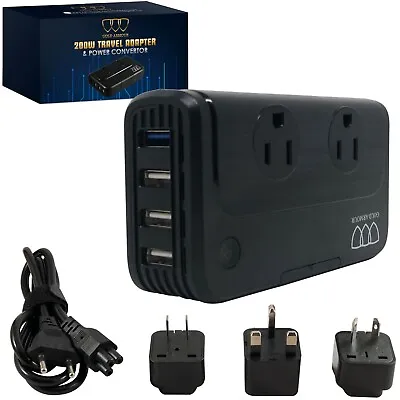 Travel Adapter International Universal 200W Step Down Voltage Converter EUR UK • $24.99