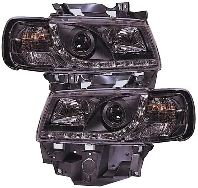 Pour VW Transporter T4 96-03 Longnose Noir DRL Projecteur Phares Lampe • $355.53