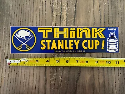 OLD VINTAGE 1970's BUFFALO SABRES NHL HOCKEY TEAM BUMPER STICKER - THINK STANLEY • $7.99