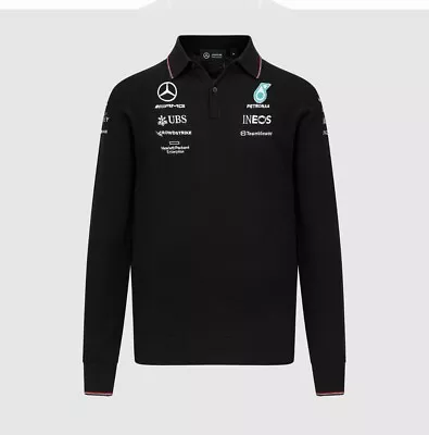 Mercedes AMG Petronas F1 2023 Team Knitted Long Sleeve Polo Formula 1 NEW LARGE • $59.99