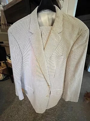 Geoffrey Beene Men's Seersucker Summer Suit  Blue/white NWT Pant Suit Custom Hem • $25