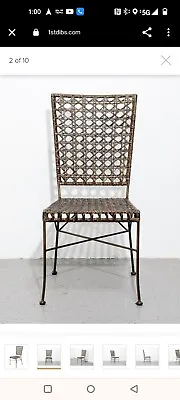 1970's Modern Vintage Steel + Rattan Side Chair Pristine Condition Set Of 2 • $160