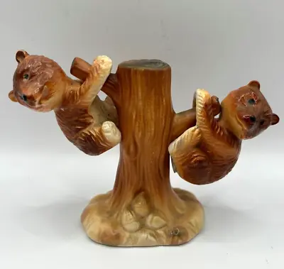 Ceramic Bears Hanging On A Tree Salt + Pepper Set By Victoria Ceramics Japan • $12