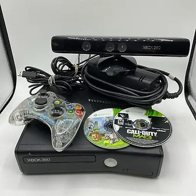Microsoft Xbox 360 S 1439 4GB Black Console Bundle Controller Kinect 2 Games • $98.99