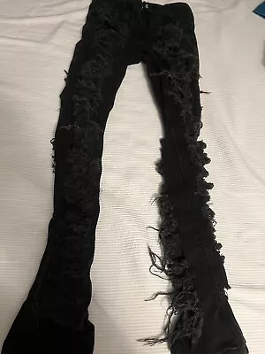 Outsiderz Adult Distressed Skinny Denim Jeans Black Size 32 • $19