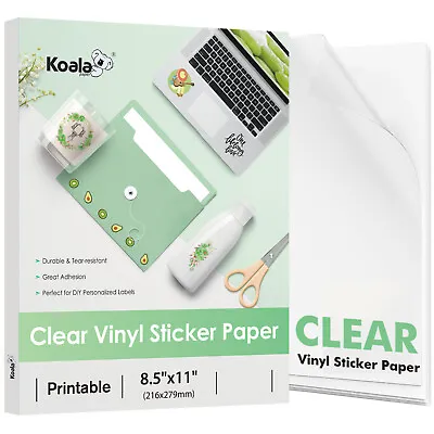 Lot 15-50-150 Pk Koala Clear Sticker Paper Inkjet Printable Vinyl Sticker Paper • $43.99