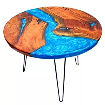 Epoxy Resin Solid Wood Coffee Table (23  Diameter 18  Height) - Unique Handmade • $211.50