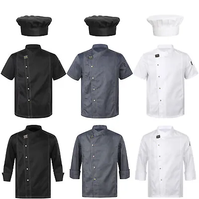 UK Adults Kitchen Work Uniform Chef Coat Cook Jacket Hotel Restaurant Shirt Top • £6.13