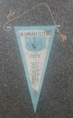 Manchester City Club Crest Small Pennant With Honours FA Cup Division 1 And 2 • £12