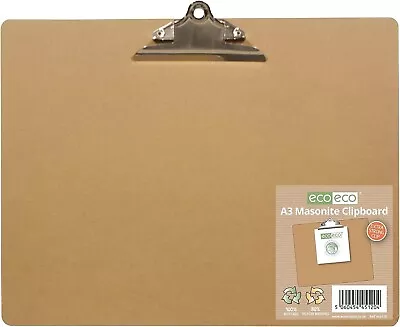 Eco-eco A3 Landscape Masonite Strong Clipboard With Heavy Duty Metal Clip X 3 • £17