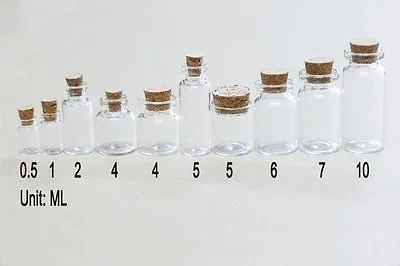 Wholesale Small Bottle With Corks 0.5ml - 10ml Tiny Clear Glass Bottles Vial New • $135.54