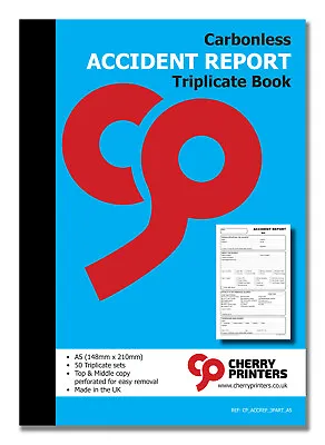 £8.79 • Buy Cherry NCR Accident Report Triplicate Book A5 (148mm X 210mm) 50 Sets