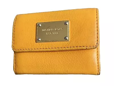 Michael Kors Yellow Leather Bifold Wallet Keychain Gold Hardware • $13