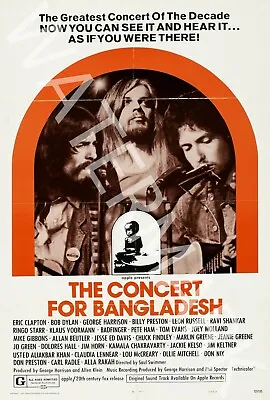 $32.35 • Buy Concert For Bangladesh - Bob Dylan - Eric Clapton - 1972 Vintage Music Poster