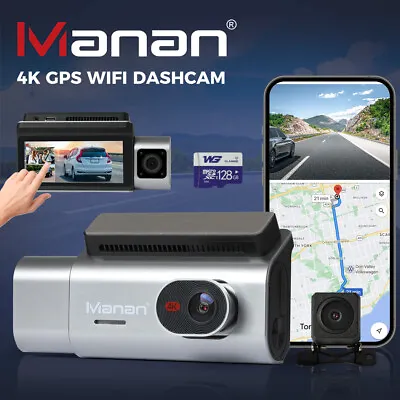 Maman 4K Dash Camera Front Rear Inside 3 Len Car Dashcam Recorder Wifi GPS 128G • $179.99