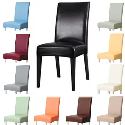 PU Leather Covers Dining Room Seat Slipcovers Universal Chair Protector Covers • $13.99